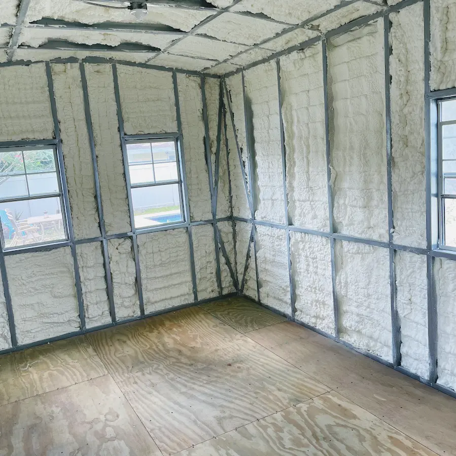 Closed-cell spray foam insulation applied to wall cavities in a residential project in West Haven-Sylvan